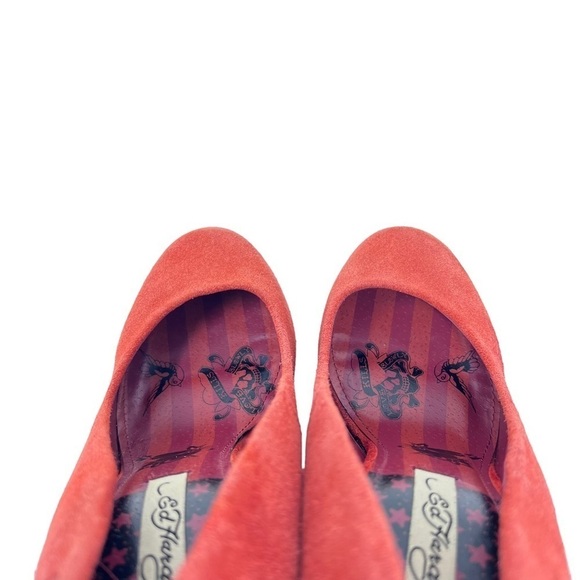 Ed Hardy Women's Oiled Suede Stiletto Platform Heels Pumps Rust Orange Size 9 - Picture 11 of 12